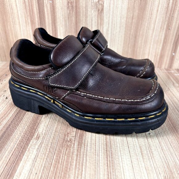 Doc Martens Shoes Womens Size 5 Brown Chunky Platform Oxford Sneakers England - Picture 1 of 8